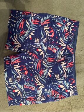 Caribbean Joe Blue Tropical Print Shorts